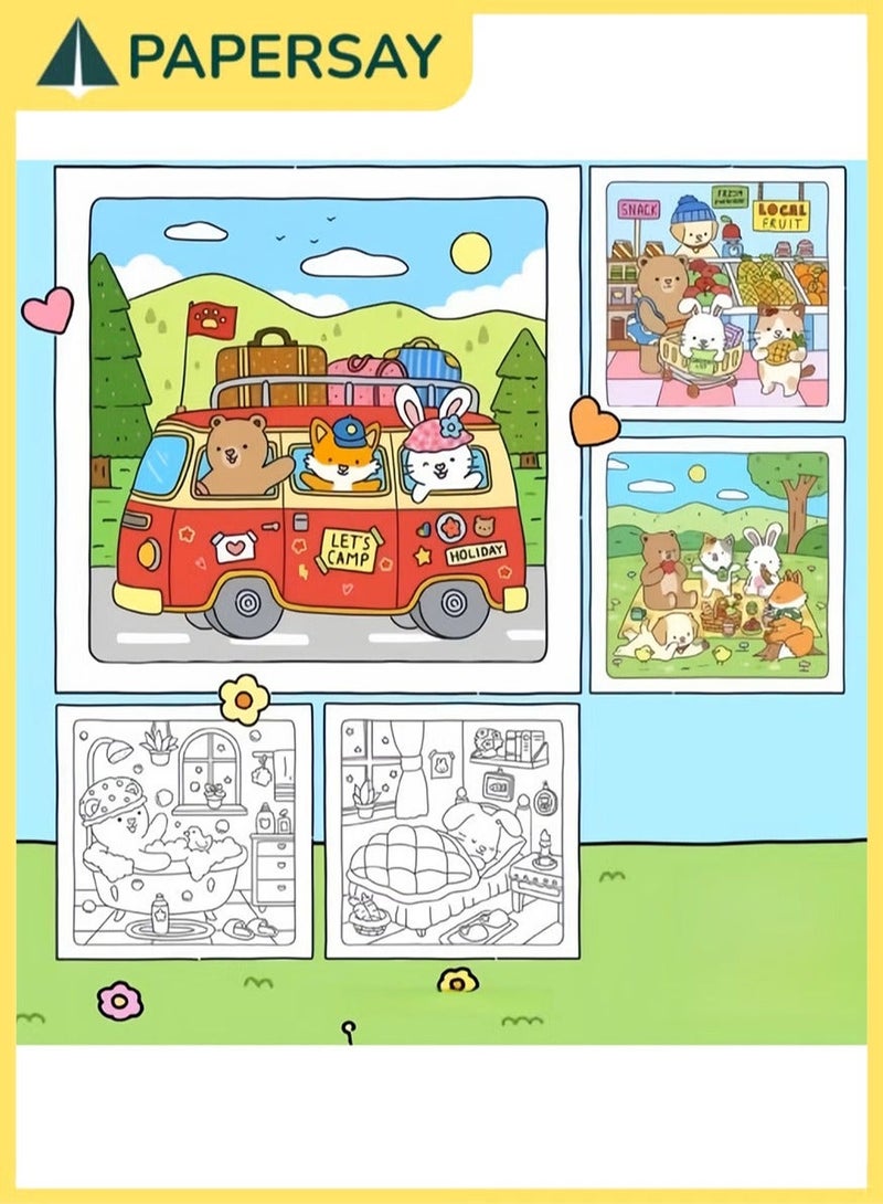 PAPERSAY Fuzzy Friends: Super Cute Coloring Book for Adults and Teens Featuring Adorable Animals Characters (Fuzzy Friends Coloring) 21CM X 21CM - Image 5